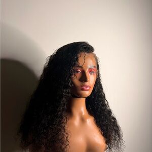 22 Inch Natural Black Deep Wave Human Hair Wig - Versatile Style